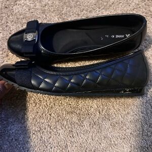 Anne Klein Navy Quilted Flats with Bow